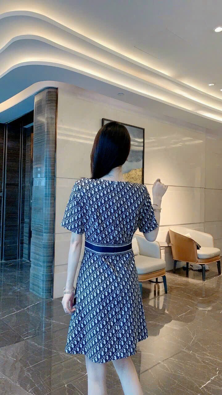 ĐẦM SUÔNG LỤA HỌA TIẾT DIOR CAO CẤP D42